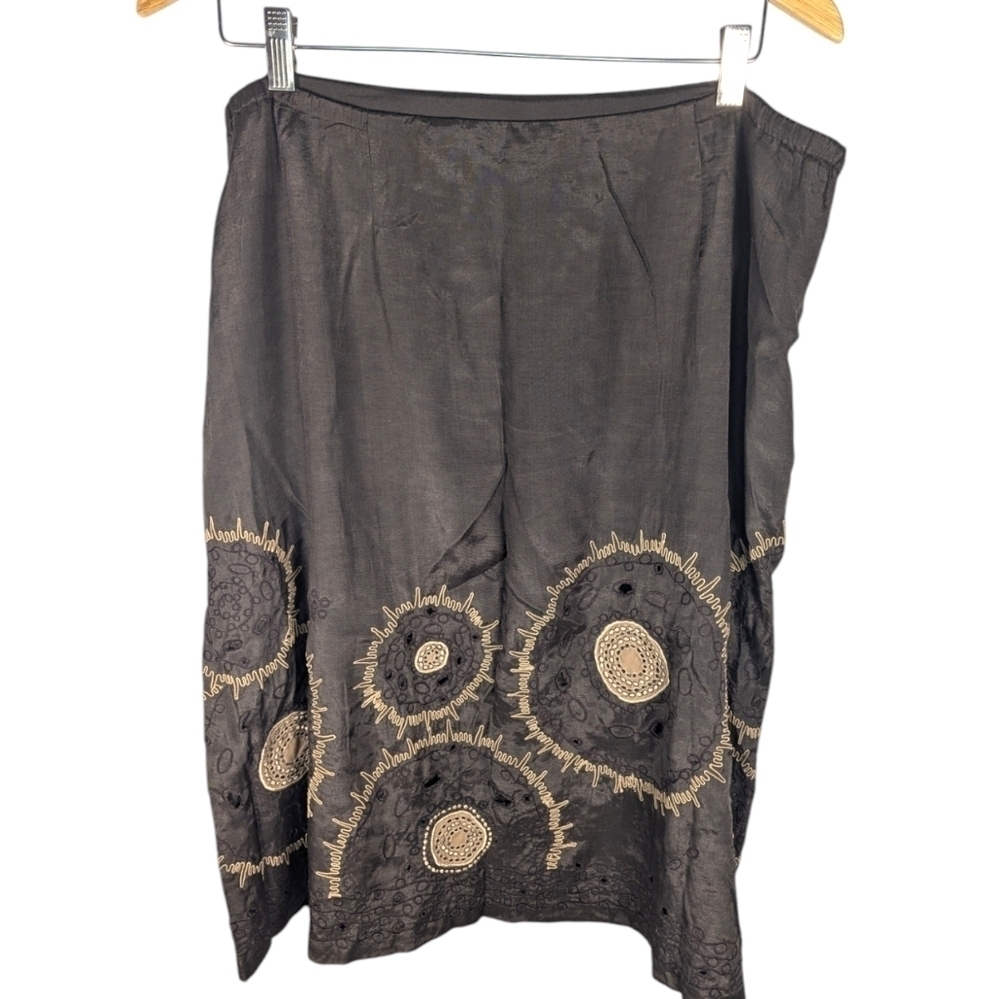 Chico's Skirt Women's Sz 3 Med Circular Opulence Carabel in Fudge Brown